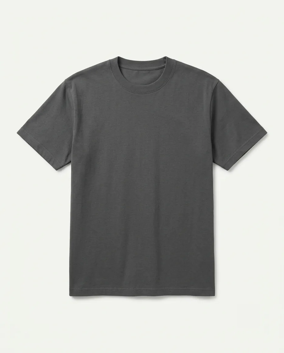 Everyday Crew Tee, charcoal grey, flat lay