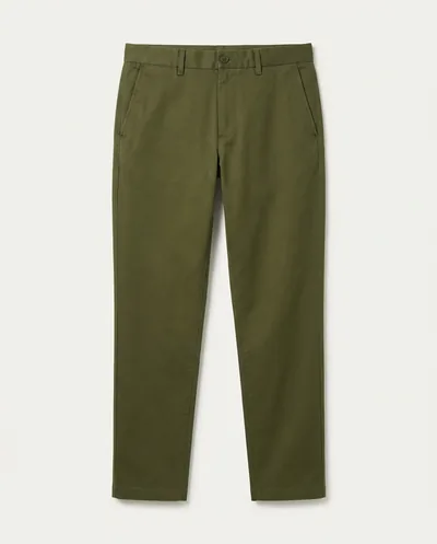 Your product: tapered chinos in olive.